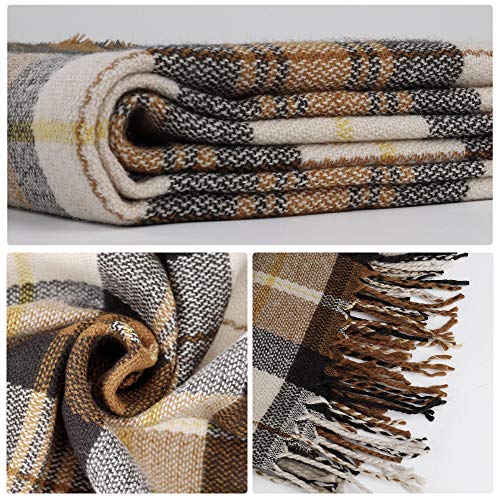 MengH-SHOP Bufandas Tartán Bufanda para Mujer Otoño Invierno Caliente Chales Larga Estolas Cozy Pashmina para Mujer 200 * 75cm Marrón