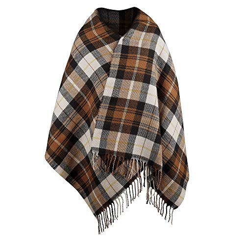 MengH-SHOP Bufandas Tartán Bufanda para Mujer Otoño Invierno Caliente Chales Larga Estolas Cozy Pashmina para Mujer 200 * 75cm Marrón