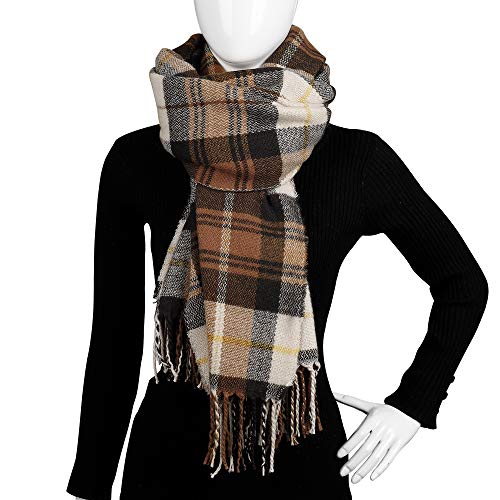 MengH-SHOP Bufandas Tartán Bufanda para Mujer Otoño Invierno Caliente Chales Larga Estolas Cozy Pashmina para Mujer 200 * 75cm Marrón