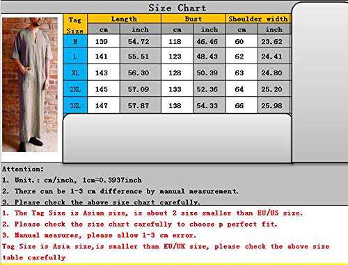 Mens Cuello en V étnico islámico árabe musulmán Batas Sueltas de Manga Corta Vestido Vintage Kaftan Bata con Bolsillo