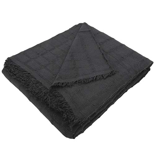 MERCURY TEXTIL- Colcha Multiusos Sofa,Manta Foulard,Plaid para Cama,Cubresofa Cubrecama,jarapas,Comoda Practica y Suave. Poliester Algodón (180 x 260cm, Liso Negro)