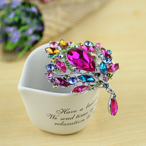 Merdia - Broche de cristal para mujer, diseño de lágrima, multicolor