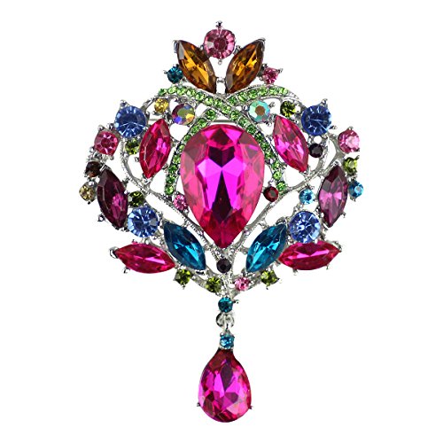 Merdia - Broche de cristal para mujer, diseño de lágrima, multicolor