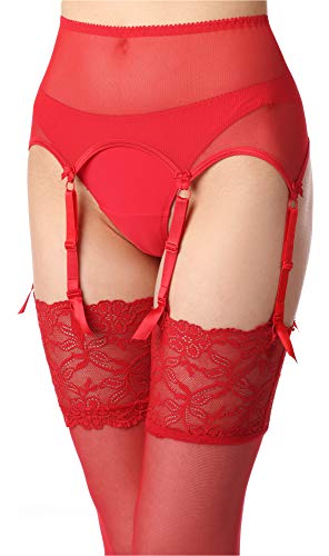 Merry Style Liguero de Encaje Lencería Sexy Ropa Interior Mujer MS10191GA (Rojo Persa, M)