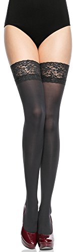 Merry Style Medias Autoadhesivas de Microfibra Lencería Sexy Mujer 40 DEN MSSSJ01 (Grafito, 1/2 (32-38))
