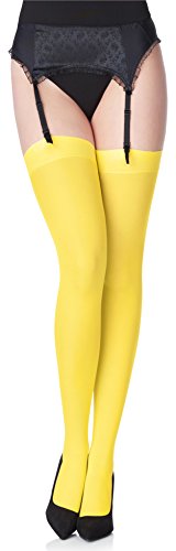 Merry Style Medias de Liga Microfibra Lencería Sexy Mujer MS 799 40 DEN (Canarinio, XL-XXL)