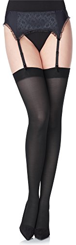 Merry Style Medias de Liga Microfibra Lencería Sexy Mujer MS 799 40 DEN (Negro, XL-XXL)