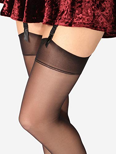 Merry Style Medias Finas Transparentes Autoadhesivas Lencería sexy Mujer MS 226 15 DEN (Negro, XS-S)