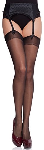 Merry Style Medias Finas Transparentes Autoadhesivas Lencería sexy Mujer MS 226 15 DEN (Negro, XS-S)