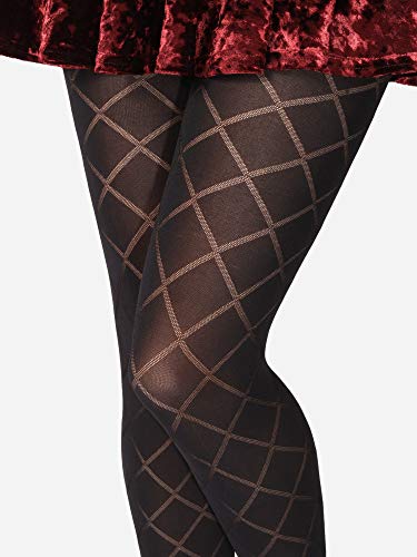 Merry Style Medias Opacas con Estampado Pantys Lencería Sexy Mujer MS 328 60 DEN (Negro, S)