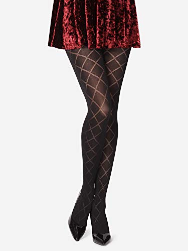 Merry Style Medias Opacas con Estampado Pantys Lencería Sexy Mujer MS 328 60 DEN (Negro, S)