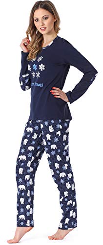 Merry Style Pijama Conjunto Camiseta y Pantalones Ropa de Cama Mujer MS10-169 (Azul Oscuro Oso, S)