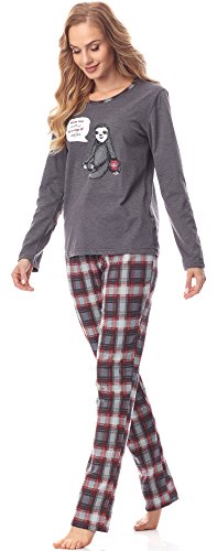Merry Style Pijama Conjunto Camiseta y Pantalones Ropa de Cama Mujer MS10-169 (Mélange Oscuro Borgoña, S)
