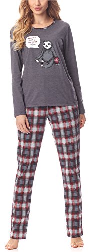 Merry Style Pijama Conjunto Camiseta y Pantalones Ropa de Cama Mujer MS10-169 (Mélange Oscuro Borgoña, S)