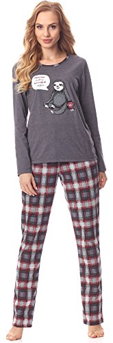 Merry Style Pijama Conjunto Camiseta y Pantalones Ropa de Cama Mujer MS10-169 (Mélange Oscuro Borgoña, S)