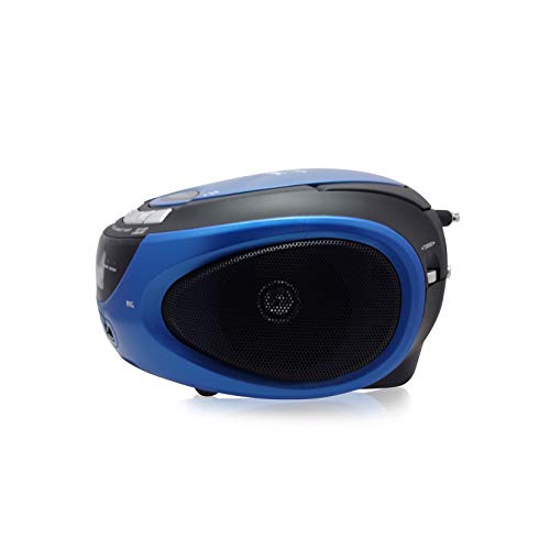Metronic 477129 - Radio CD portátil con Bluetooth y puerto USB/SD/MMC: reproduce MP3, 2x1W, azul