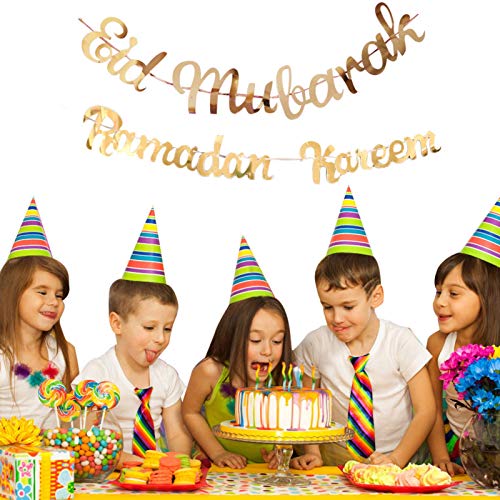 MEYENG Ramadan Kareem Pancarta Dorada – No Se Necesita Bricolaje, Decoración para Fiesta Musulmana De Ramadán, Decoración para Fiesta Eid, Decoración para Musulmanes (Ramadan Mubarak) Bien Hecha