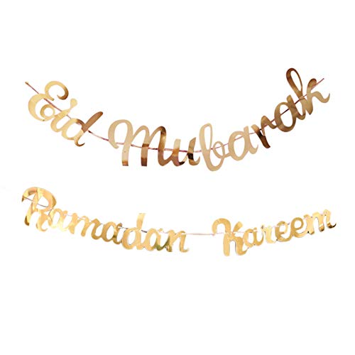 MEYENG Ramadan Kareem Pancarta Dorada – No Se Necesita Bricolaje, Decoración para Fiesta Musulmana De Ramadán, Decoración para Fiesta Eid, Decoración para Musulmanes (Ramadan Mubarak) Bien Hecha