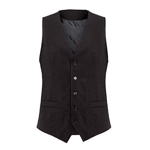 MForshop Chaleco para hombre sin mangas de sastre con botones de S a 3XL a608md69 Negro XXXL
