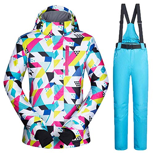 Mignon84Cook Traje de esquí para Mujer, Ski Jacket + Pants, a Prueba de Viento A Prueba de Viento Fleece Trajes de esquí para Invierno al Aire Libre