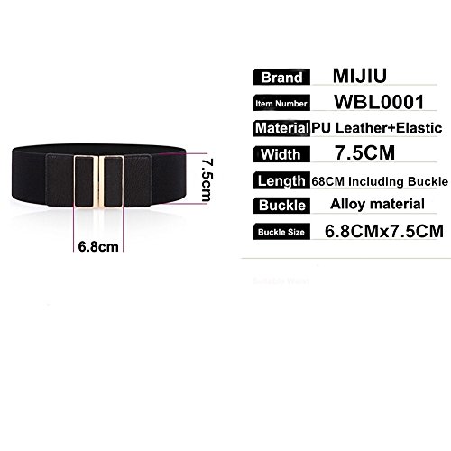 Mijiu, Cinturón Ancho Elástico para Mujer con Hebilla de Aleación, Rojo (Hecho en China/ Made in China)