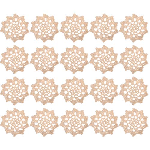 MILISTEN 20 Piezas Mano Crochet Tapete de Encaje para Manualidades Copo de Nieve Mini Tapetes Posavasos de Encaje Apliques de Flores de Algodón Parches para Ropa Diademas Sombreros Paquete