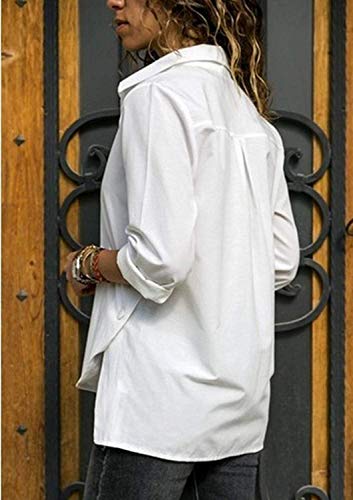 Minetom Camisas Mujer, 2018 Blusas para Mujer Vaquera Sexy Gasa Tops Camisetas Mujer Cremallera Manga Corta Blusas Blanco ES 38