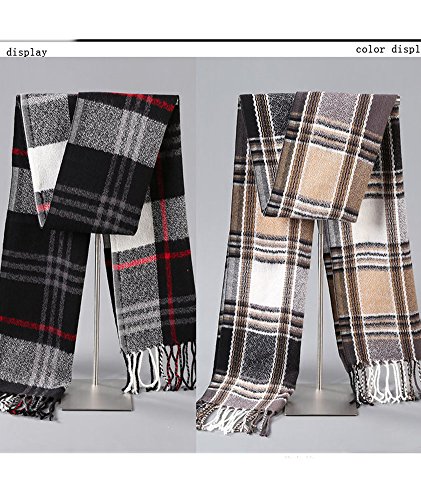 Minetom Hombre Bufanda Invierno de Punto Moda la Tela Escocesa Cozy Tejida Larga Grande Cuello B Rot One size