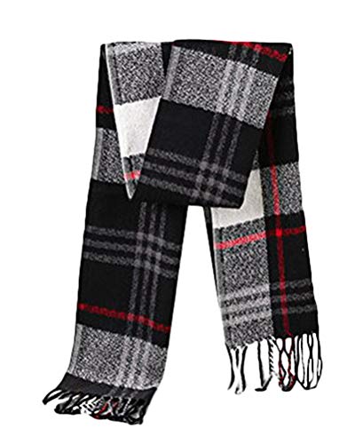 Minetom Hombre Bufanda Invierno de Punto Moda la Tela Escocesa Cozy Tejida Larga Grande Cuello B Rot One size