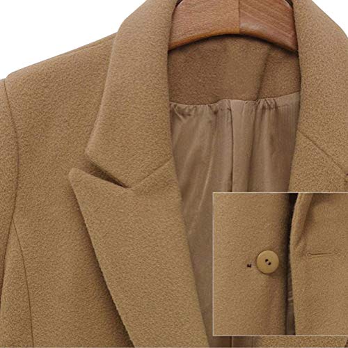 Minetom Mujer Elegante Manga Larga Chaquetas Largas Invierno Caliente Abrigo Tallas Grandes Moda Gabardinas Trenca Parka de Solapa Caqui 50