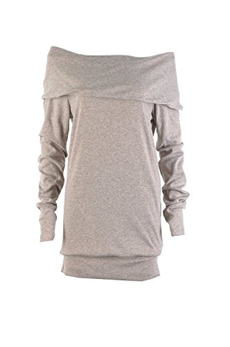 Minetom Mujer Otoño Invierno Moda Suéter Largo Off Shoulder Jersey Prendas de Punto de Cuello Barco Sweater Mangas Largas Camiseta Jumper Blous Z Vino Rojo ES 36