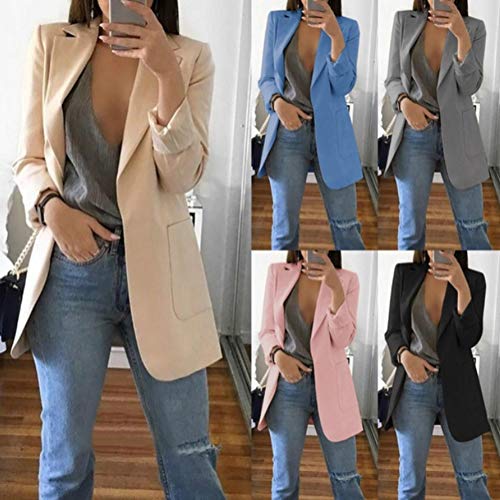 Minetom Mujeres Blazer Elegante Oficina Traje de Chaqueta Outwear Casual A Rosa ES 38