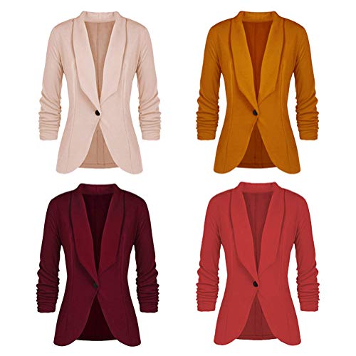 Minetom Mujeres De Marca Americanas Elegante Fiesta Chica 2 Botones Casual Blazers la Pequeña Rojo ES 42
