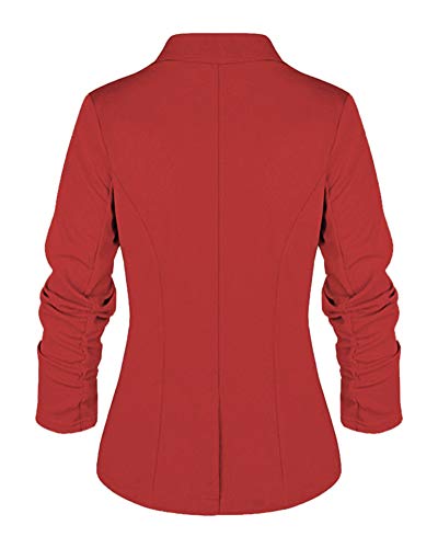 Minetom Mujeres De Marca Americanas Elegante Fiesta Chica 2 Botones Casual Blazers la Pequeña Rojo ES 42