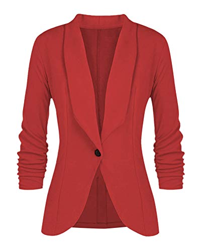 Minetom Mujeres De Marca Americanas Elegante Fiesta Chica 2 Botones Casual Blazers la Pequeña Rojo ES 42