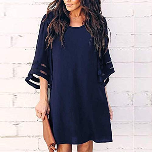 Mini Vestido Mujeres Casual Gasa Llamarada del Panel Empalme Sólido Fiesta de Malla Playa Club Vestido