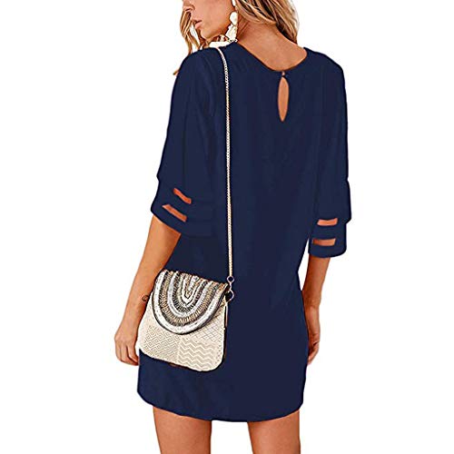 Mini Vestido Mujeres Casual Gasa Llamarada del Panel Empalme Sólido Fiesta de Malla Playa Club Vestido