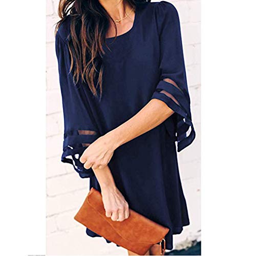 Mini Vestido Mujeres Casual Gasa Llamarada del Panel Empalme Sólido Fiesta de Malla Playa Club Vestido