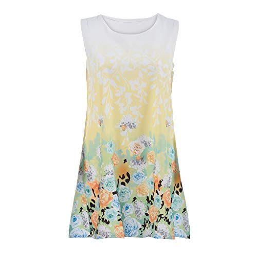 MINXINWY Vestidos de Verano Mujer 2036, Vestidos Noche Elegante Vestidos Mujer de Boda Vestido de Mujer de Estampado Vestido de Chaleco de impresión de la Honda de señoras