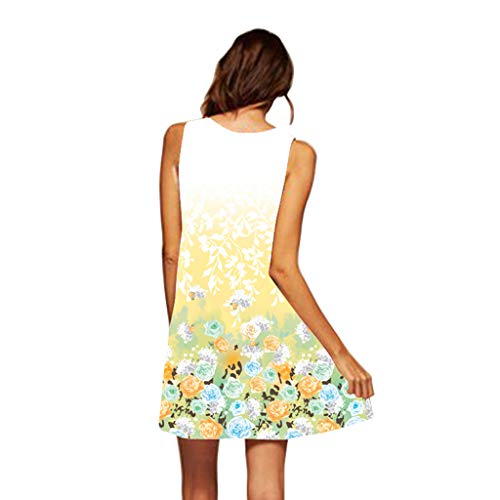MINXINWY Vestidos de Verano Mujer 2036, Vestidos Noche Elegante Vestidos Mujer de Boda Vestido de Mujer de Estampado Vestido de Chaleco de impresión de la Honda de señoras