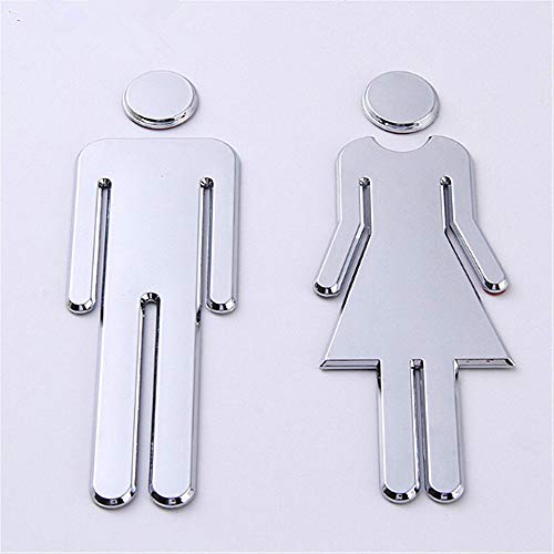 Mirrwin Adhesivo Señales Baño Signo Adhesiva Signos de Baño Cartel Señal WC Hombre y Mujer Set de Carteles para Aseo 2 Piezas Autoadhesivo de Acero Inoxidable de Fácil de aplicar Señal de baño