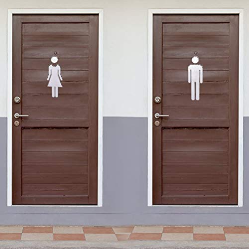 Mirrwin Adhesivo Señales Baño Signo Adhesiva Signos de Baño Cartel Señal WC Hombre y Mujer Set de Carteles para Aseo 2 Piezas Autoadhesivo de Acero Inoxidable de Fácil de aplicar Señal de baño