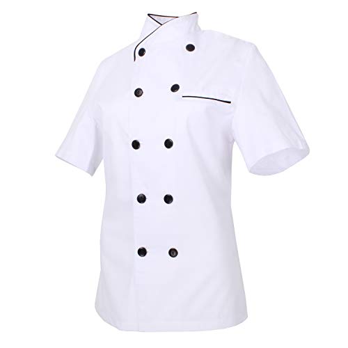 MISEMIYA 8441 Chaqueta Mujer Chef Chaqueta Cocinera, Blanco,S