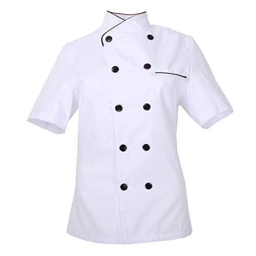 MISEMIYA 8441 Chaqueta Mujer Chef Chaqueta Cocinera, Blanco,S