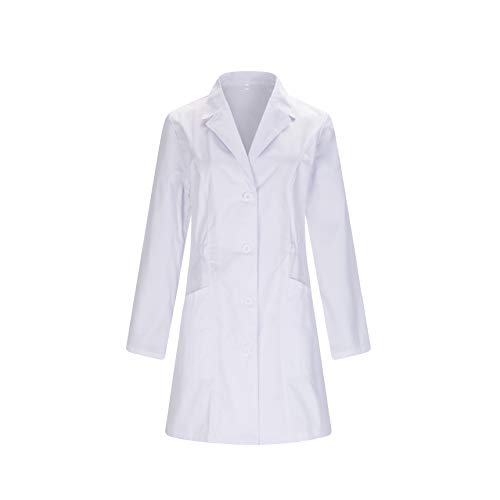 MISEMIYA - Bata Cuello Solapa MÉDICA Dentista Doctora Enfermera Uniforme Laboral Veterinaria Sanitarios Farmacia Laboratorio Ref-8163 - M, Batas Laboratorios 8163-2 Blanco