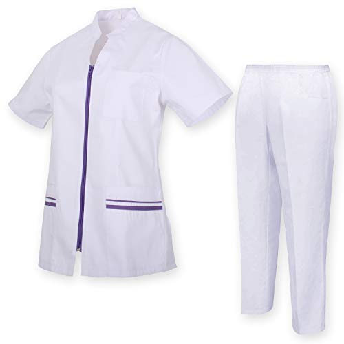 MISEMIYA - Casaca Y PANTALÓN Mujer Uniformes Sanitarios Uniformes MEDICOS CLINICAS Estética Médico Enfermería Casaca Y PANTALÓN Ref.7028 - XXL, Lila