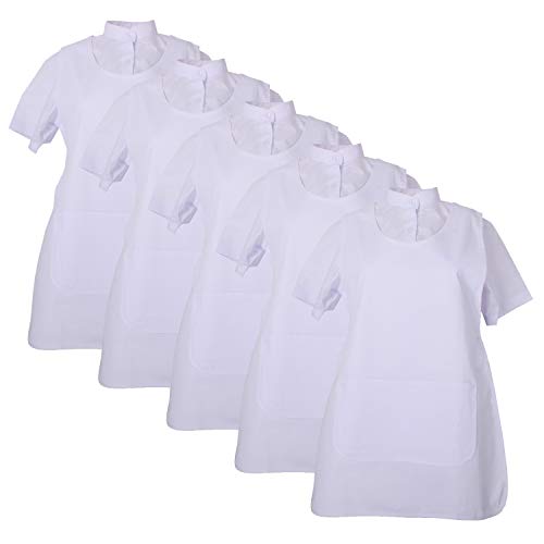 MISEMIYA - Pack*5 Pcs - Delantal Limpieza Uniforme Laboral CLINICA MÉDICOS Limpieza Veterinaria Sanitarios HOSTELERÍA- Ref.868 - M, Blanco