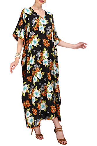 Miss Lavish London Kimono tipo túnica tipo kimono para mujer, tamaño libre, largo para fiesta, para descansar, vacaciones, ropa de noche, playa, cobertura diaria