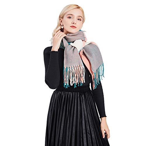 Miss Lulu Bufanda Mujer Invierno Caliente Mantas Cozy Pashmina Chal Grande Larga Tartán Enrejado Mantón 200 x 60cm