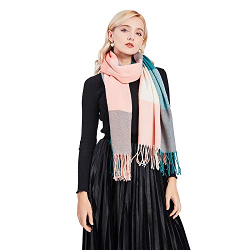 Miss Lulu Bufanda Mujer Invierno Caliente Mantas Cozy Pashmina Chal Grande Larga Tartán Enrejado Mantón 200 x 60cm